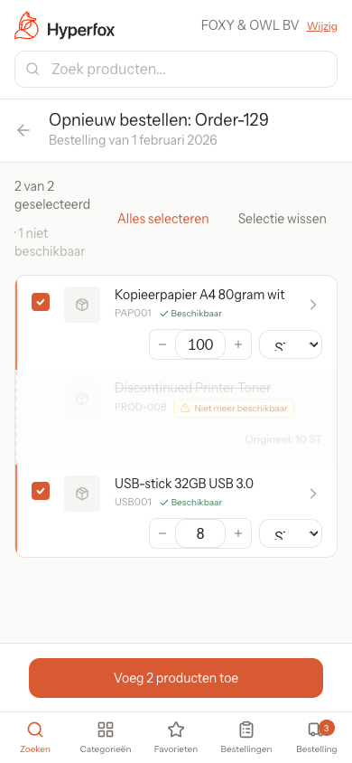 Mobile reorder